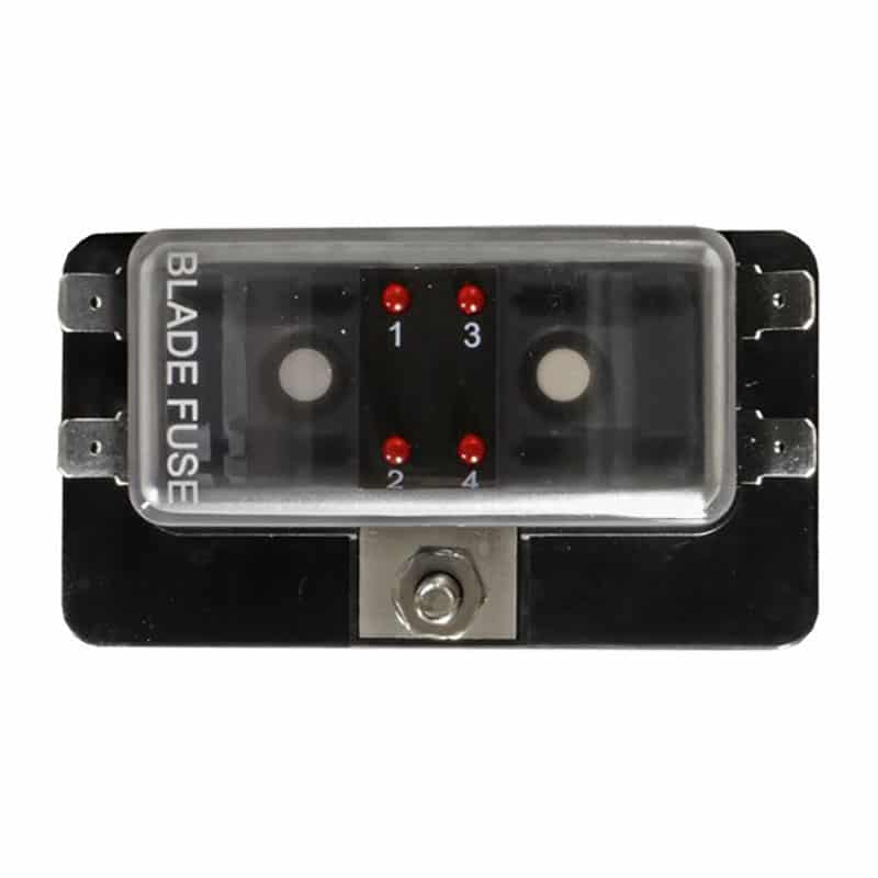 Blade Fuse Box LED 4 Way Single Unit   FU39