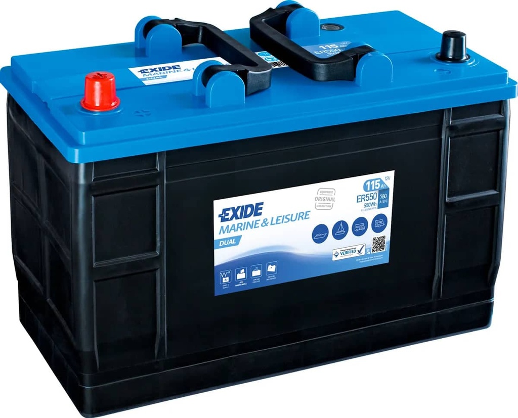 Exide ER550 12V Dual Leisure & Marine Battery ( 679 ) 115Ah 760cca   ER550