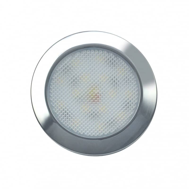 Interior Lamp 12V 15 LED Round - Warm White - Chrome Bezel   7515C-WW