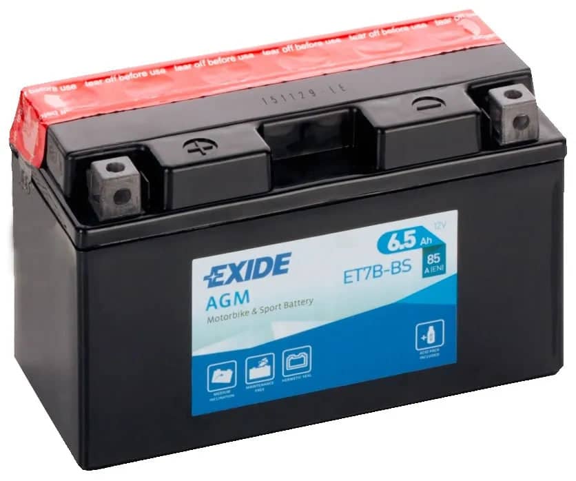 Exide ET7B-BS 12V AGM Motorcycle Battery ( YT7B-BS ) 6.5Ah 85cca   ET7B-BS