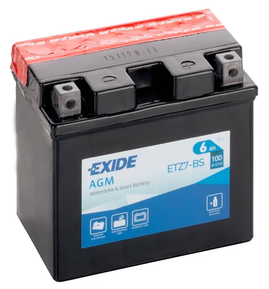 Exide ETZ7-BS 12V AGM Motorcycle Battery ( YTZ7-BS ) 6Ah 100cca   ETZ7-BS