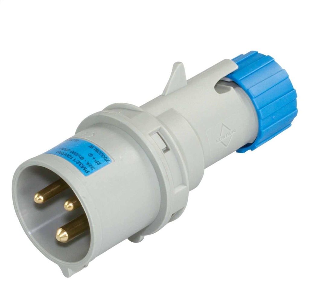 32A 2P+E 240V Plug IP44    Lewden PM32/1100FPB