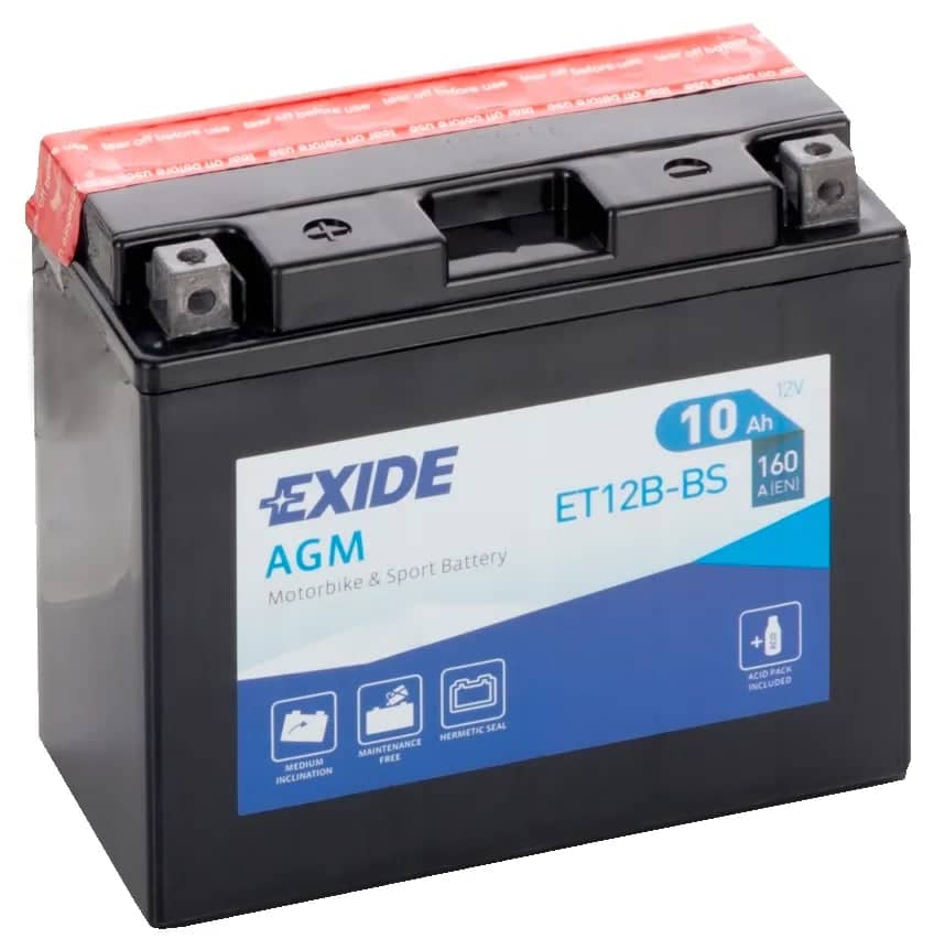 Exide ET12B-BS 12V AGM Motorcycle Battery ( YT12B-BS ) 10Ah 160cca   ET12B-BS