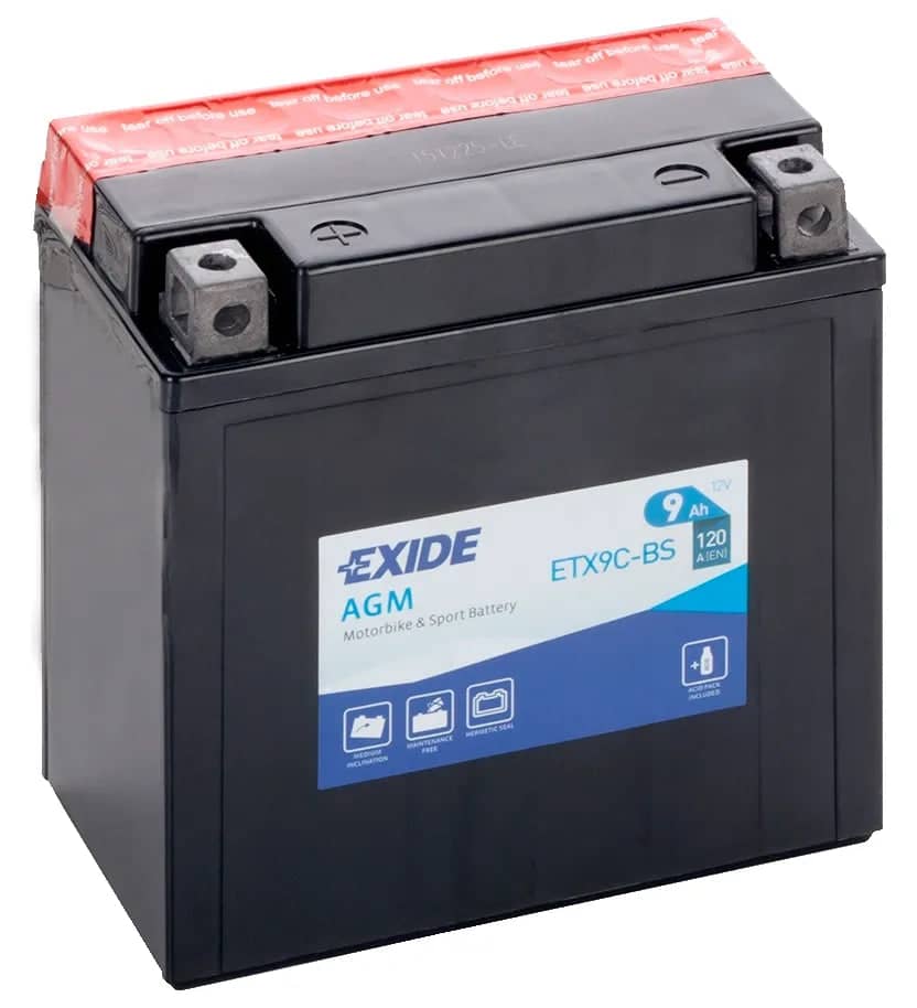 Exide ETX9C-BS 12V AGM Motorcycle Battery ( YTX9C-BS ) 9Ah 120cca   ETX9C-BS