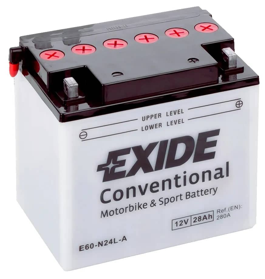 Exide E60-N24L-A 12V Motorcycle Battery ( Y60-N24L-A ) 28Ah 280cca   E60-N24L-A