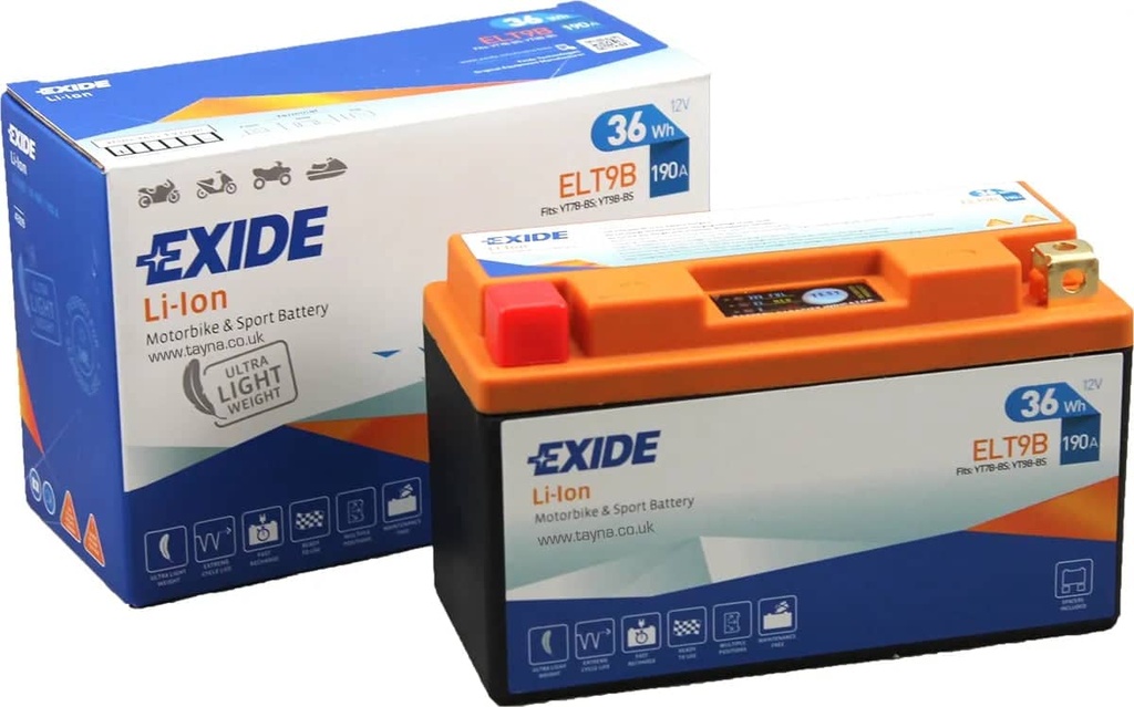 Exide ELT9B 12V Lithium Motorcycle Battery ( YT9B )   ELT9B