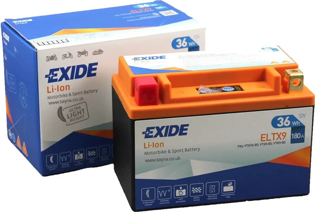 Exide ELTX9 12V Lithium Motorcycle Battery ( YTX9 )   ELTX9