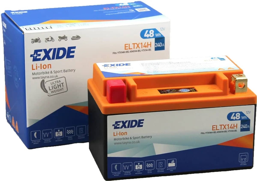 Exide ELTX14H 12V Lithium Motorcycle Battery ( YTX14H )   ELTX14H