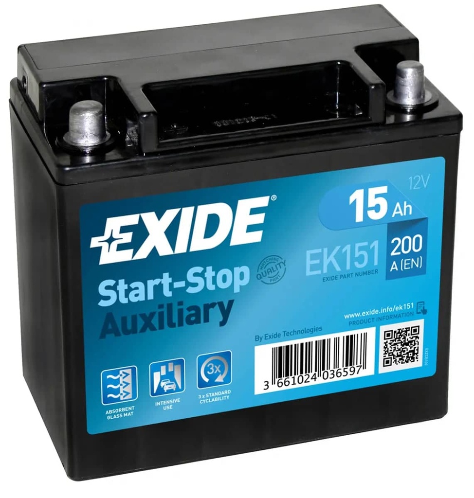 Exide AGM Start-Stop Auxiliary EK151 14ah 200cca   EK151