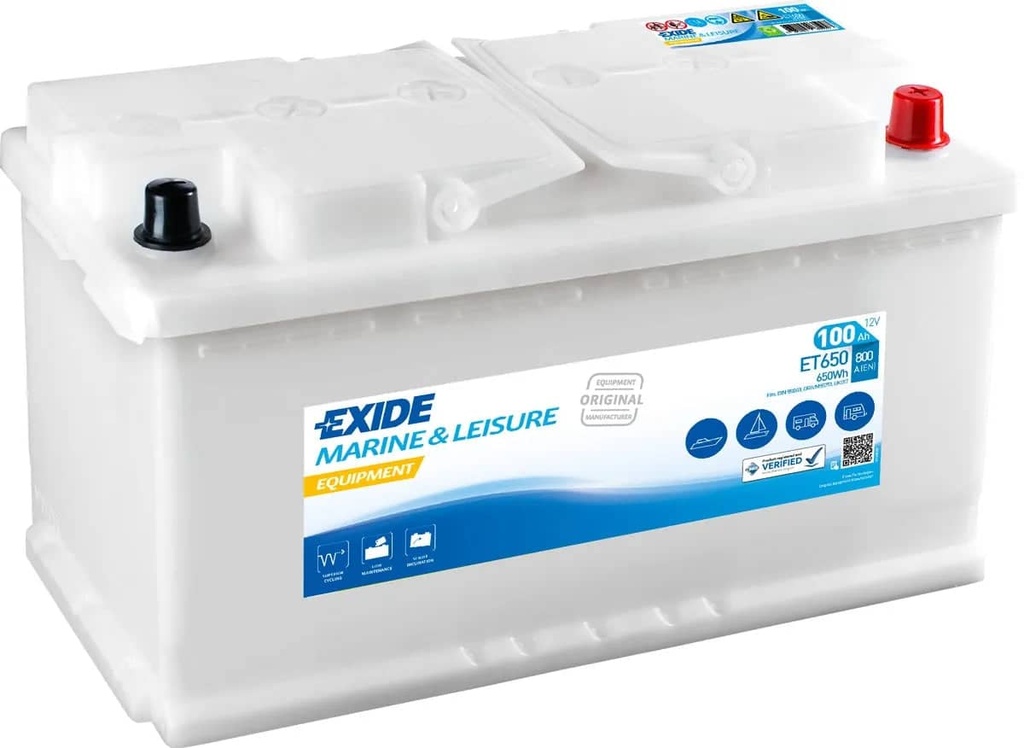 Exide ET650 Equipment Leisure Battery ( 017 ) 100Ah 800cca   ET650