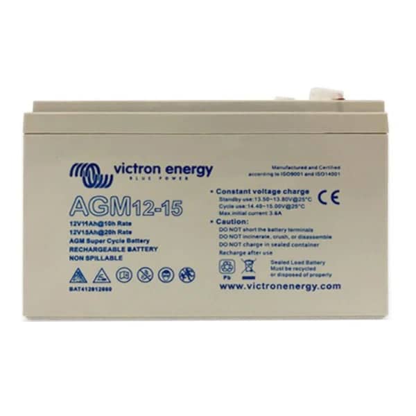 Victron Energy AGM Super Cycle Battery 12V/15Ah (Faston-tab 6.3 x 0.8mm) BAT412015080 *If 0, order BAT412015081*