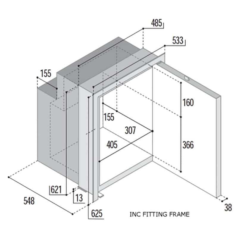 90L Grey Fridge with Ice Box 12/24V Air Lock C90i  VFC90ISIAL