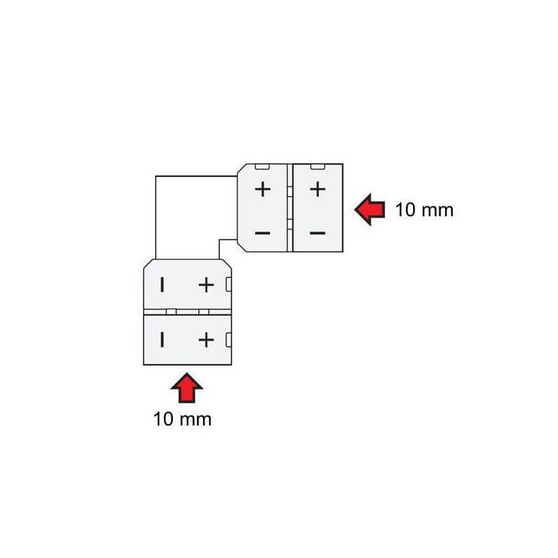 Angle connector for 10mm LED strips    MO-LF10-L-D1