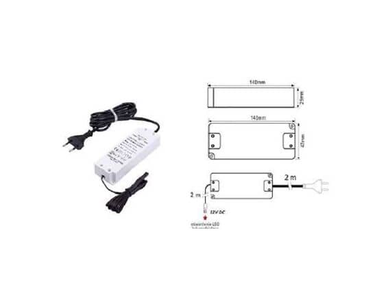 LED Driver Standard Plus 12v 33w with euro plug 2m cable  mini socket Black   U12-033-SP-2C0-201