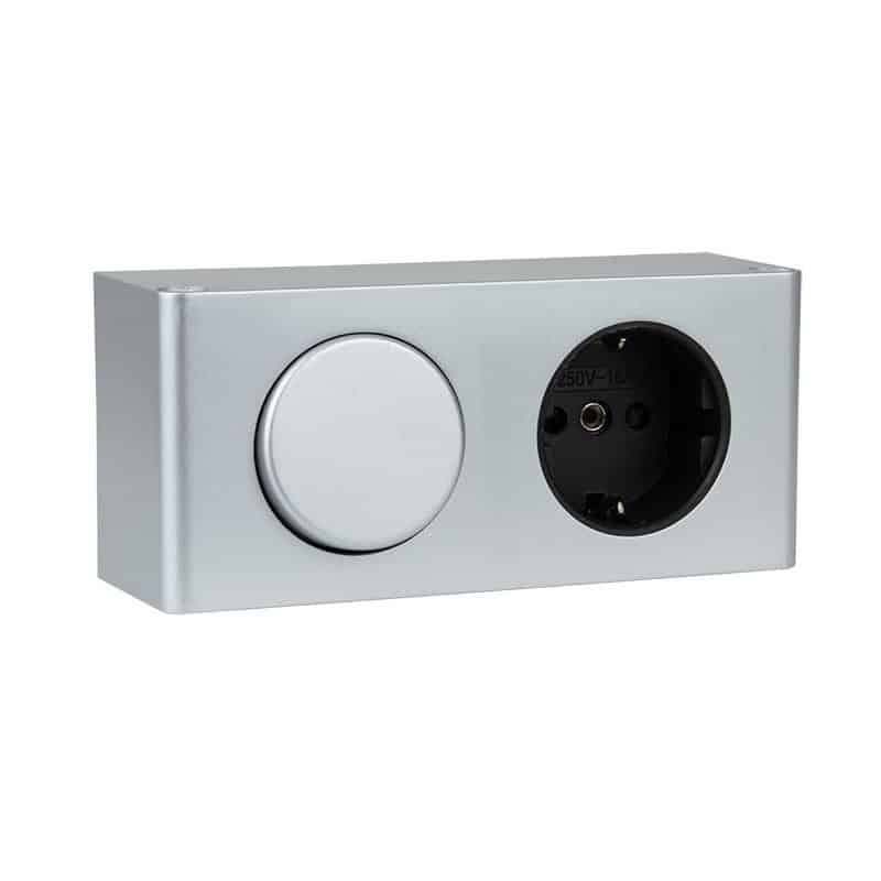 KOMBIBOX Aluminium Schuko Switch And Socket    KOMBIBOX-SCHU-06