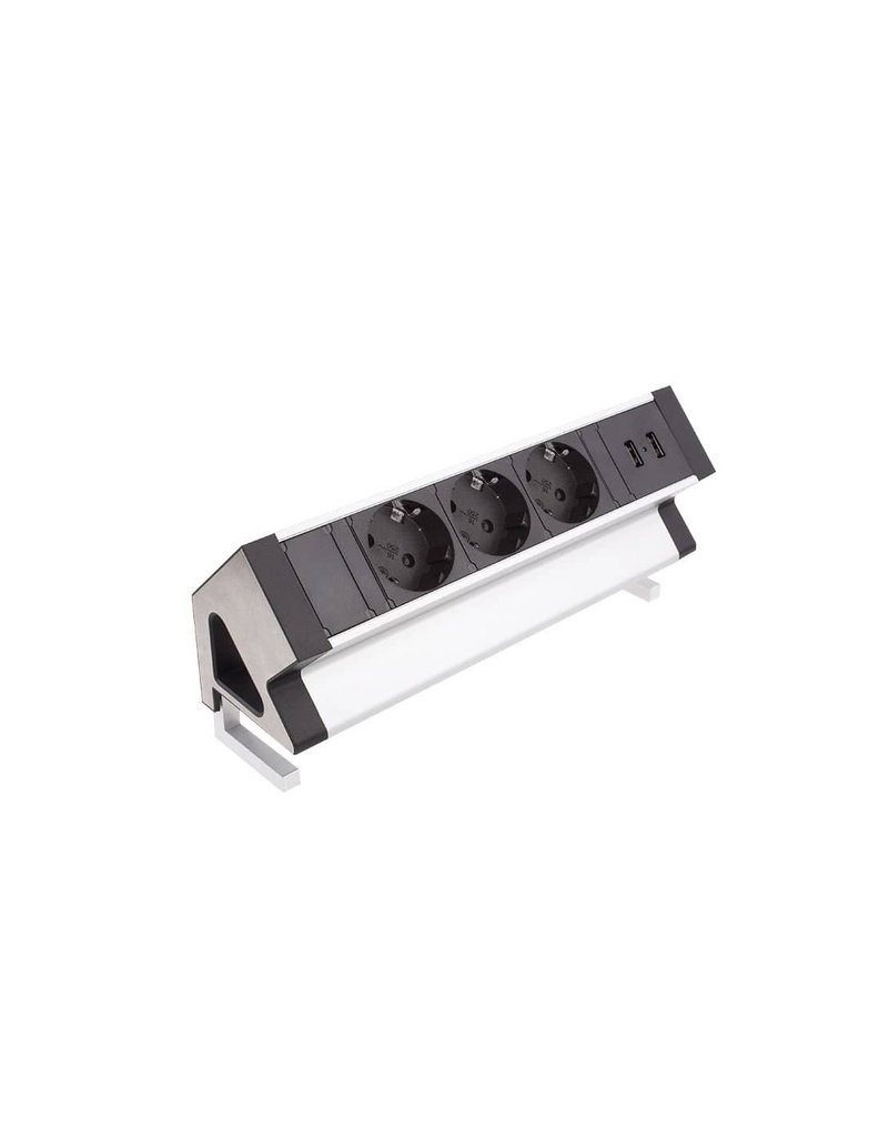 DESK BOX aluminum 3x SCHUKO socket