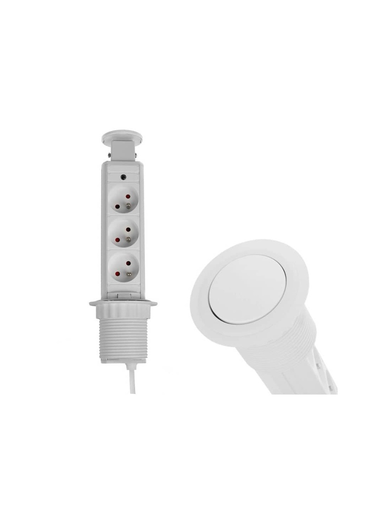 LIFTBOX White 3x German Schuko Socket with Grounding Pin   LIFTBOX-BI-3FR-02