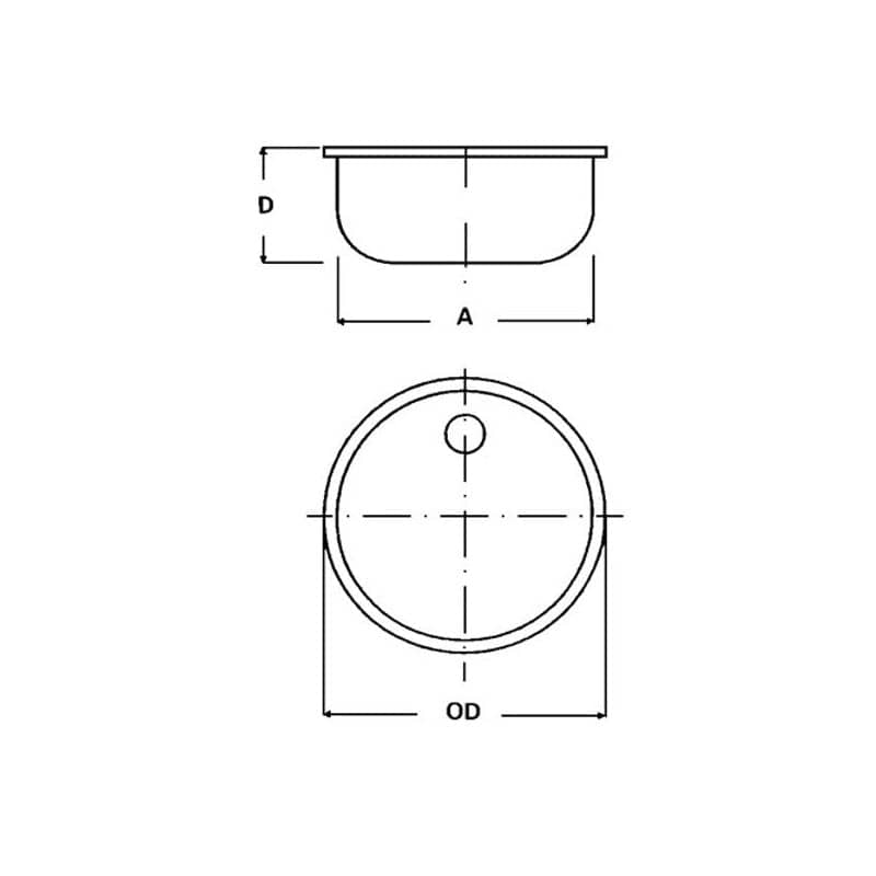 Round Kitchen Sink 300m Diameter x 180mm Deep    9-67930