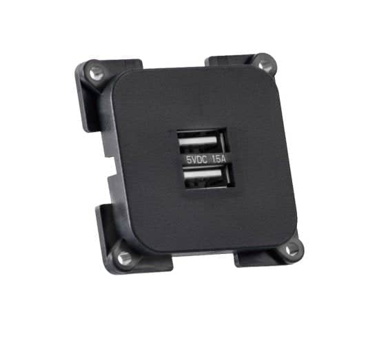 C-Line Twin USB Socket - 2 x 5V 1.0A Black    PO428