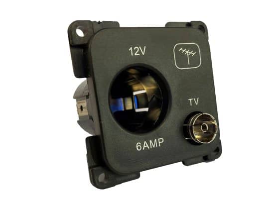 C-Line 12 Volt  & TV Socket - Black PO412