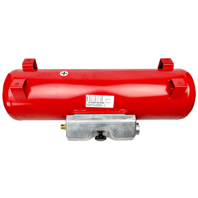 20 Litres Motorhome Gas Tank Only with Feet - Ø200mm by 717mm with set of valves and box - 400081