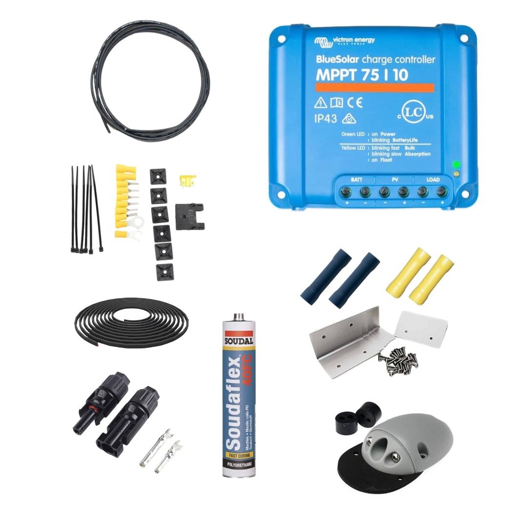 Complete Solar Wiring Kit Grey - 5W - 120W BLUE MPPT