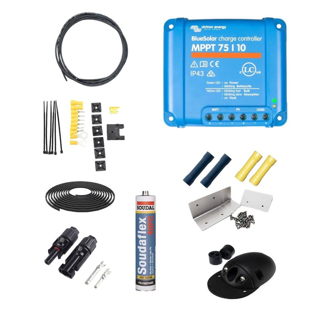 Complete Solar Wiring Kit Black - 5W - 120W BLUE MPPT