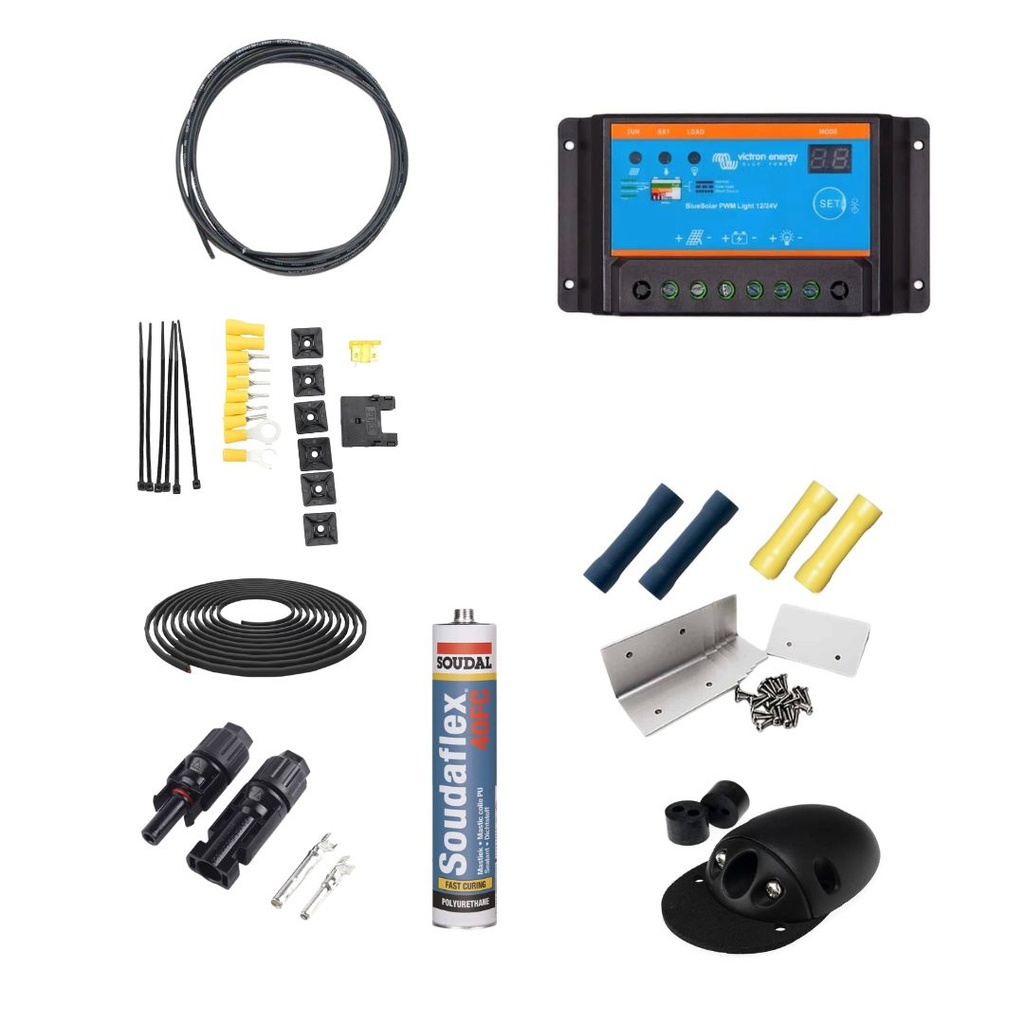 Complete Solar Wiring Kit Black - 5W - 120W BlueSolar PWM