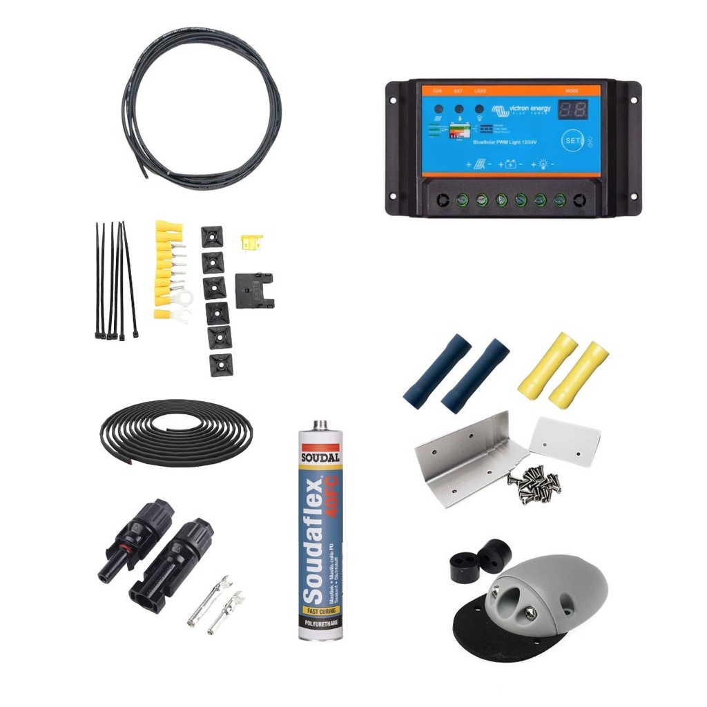 Complete Solar Wiring Kit Grey - 5W - 120W BlueSolar PWM