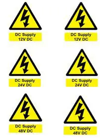 12v, 24v & 48v DC Supply Warning Label - BAT-HAZ1