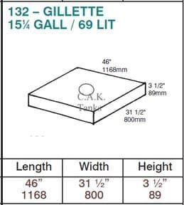 132 - GILLETTE - 69 Litre [15.25 Gallon] Water Tank  -  CAK-132