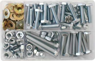 Assorted Box of M10 - Setscrews, Nuts & Flat Washers (150) - AT101