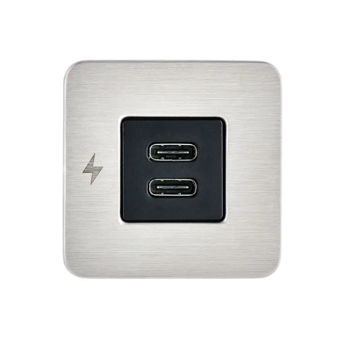 Scanstrut TILE - USB-C / USB-C Interiors Charging Socket 12/24V - Brushed Stainless Bezel SC-TILE-21
