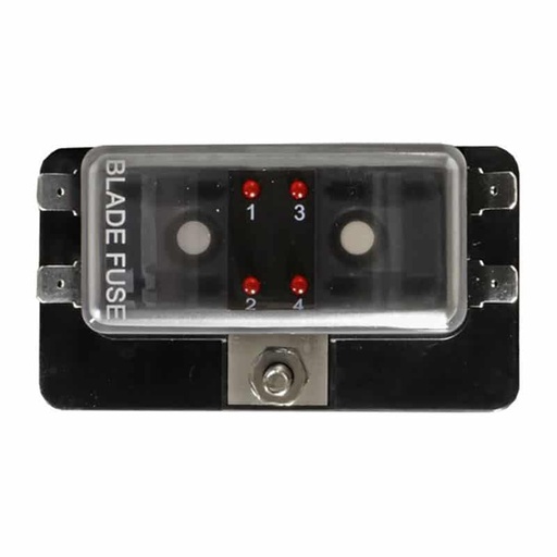 [100144] Blade Fuse Box LED 4 Way Single Unit   FU39