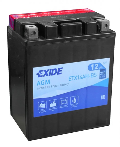 [100432] Exide ETX14AH-BS 12V AGM Motorcycle Battery ( YTX14AH-BS ) 12Ah 210cca   ETX14AH-BS