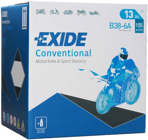 [100624] Exide B38-6A 6V Motorcycle Battery    B38-6A