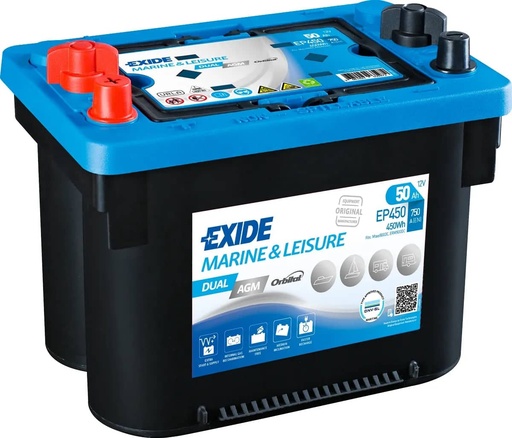 [101138] Exide EP450 Dual AGM Battery ( MAX900DC ) 50Ah 750cca   EP450