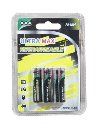 [103654] UltraMax Rechargeable NIMH AAA 1000 MAH    RECR03UMX-1000