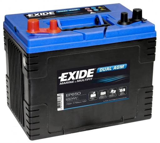 [104121] Exide EP650 Dual AGM Battery ( 031 ) 75Ah 775cca   EP650