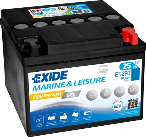 [105258] Exide ES290 Equipment GEL Marine and Leisure Battery ( GEL12-25 ) 25Ah   ES290