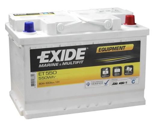 [105271] Exide ET550 Equipment Leisure Battery ( 067 ) 80Ah 600cca   ET550