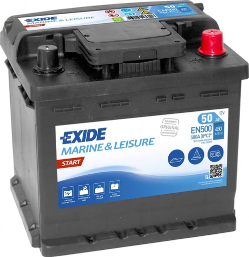 [105276] Exide EN500 ( 079 ) Start Marine and Multifit Leisure Battery 50Ah 450cca   EN500