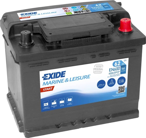 [105277] Exide EN600 ( 027 ) Start Marine and Multifit Leisure Battery 62Ah 540cca   EN600