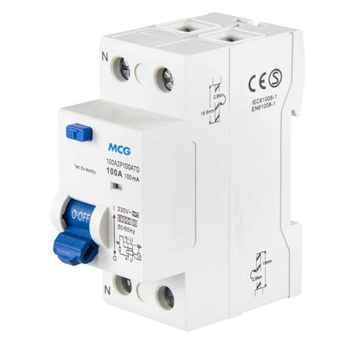 [105556] 100A 2 Pole 100MA Time Delay RCD    100A2P100T