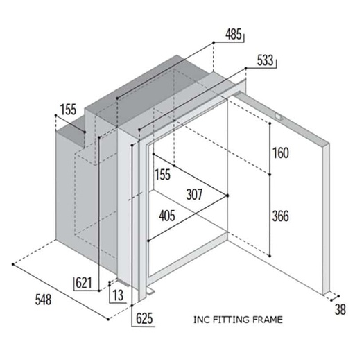 [106370] 90L Grey Fridge with Ice Box 12/24V Air Lock C90i  VFC90ISIAL