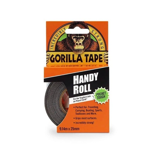 [108724] Gorilla Duct Tape Handy Roll Black 25mm x 9m    LS213