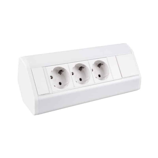 [109409] CORNER BOX White 3x Schuko Socket 1.8m Cable   CORNERBOX-BI-3DE