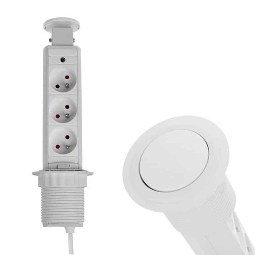 [109442] LIFTBOX White 3x French Socket with Grounding Pin   LIFTBOX-BI-3FR-01