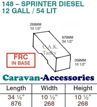 [110208] Sprinter Diesel Fresh Water Tank Kit with Black Filler Cap   CAK-148RFB