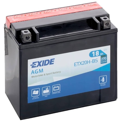 [112016] Exide ETX20H-BS 12V AGM Motorcycle Battery ( YTX20H-BS ) 18Ah 270cca   ETX20H-BS